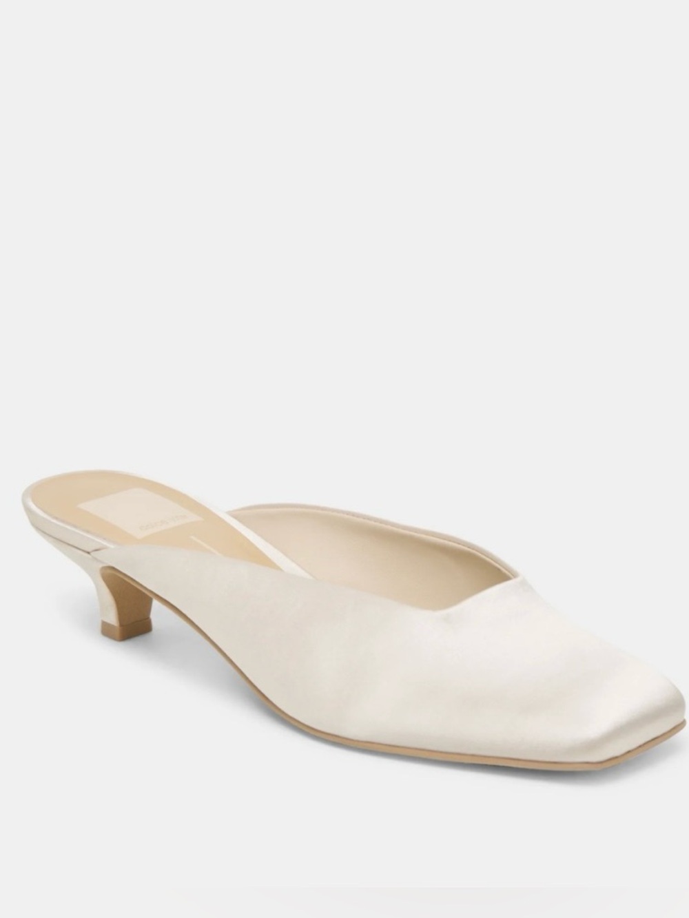 Dolce Vita Ivory Satin Kitten Heel Mules